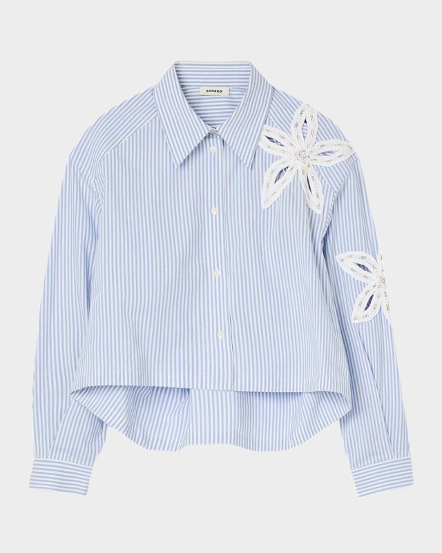 Tiare Embellished Floral Cutout Shirt